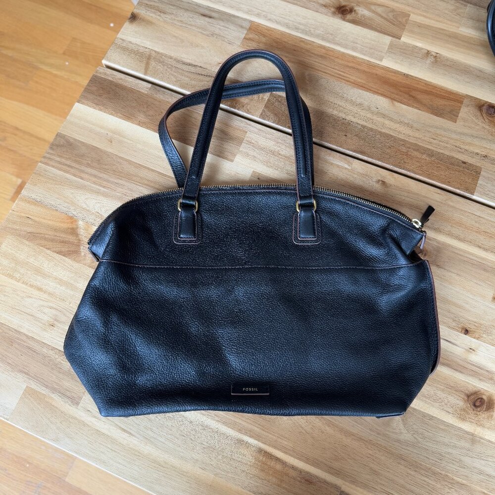 *SHOP CLOSING 4/26* Fossil Julia Satchel Black Pebbled Leather Shoulder Bag Tote